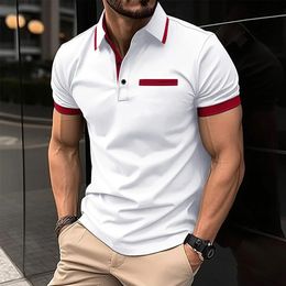 Summer oversized mens casual short sleeved polo shirt office fashion breathable clothing 240403