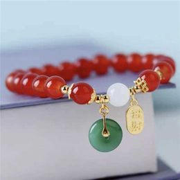 Chain 2024 Red Lucky Beaded Bracelet for Women Chinese Style Zodiac Dragon Handmade Rope Bracelet Good Luck Amulet Friendship Jewelry Y240420