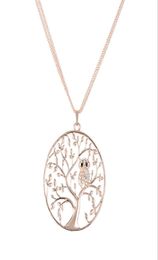 Tiny Crystal Animal Owl Pendant Necklace Multilayer Chain Tree of life Necklaces Jewellery SilverRose Gold for Women Gift Female co8574197