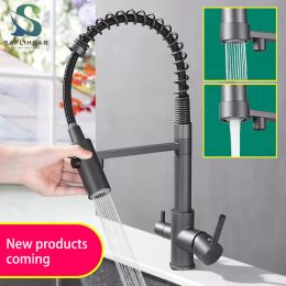 Purifiers New Philtre Black Kitchen Sink Faucet 360 Degree Rotation Water Purification Tap Dual Handle Hot Cold Mixer Taps