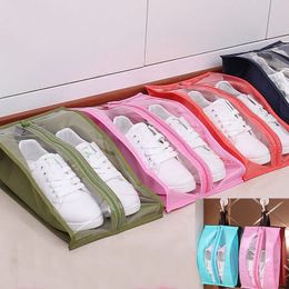 Women Foldable Shoes Bag Travel Nylon Waterproof Transparent Packing Organizers Storage Pouch Portable Cover 240419