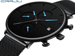 CRRJU Fashion Date Mens Watches Top Brand Luxury Waterproof Sport Watch Men Slim Dial Quartz Watch Casual Relogio Masculino7121314