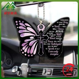 Garden Decorations 1PCS Creative Cross Butterfly Pendant Car Charm For Rearview Mirror Fairy Hanging Ornament Keychain