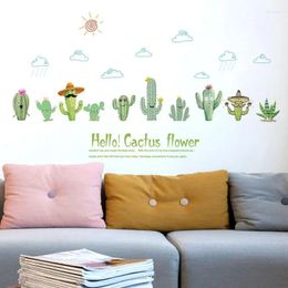 Wall Stickers Cactus Bedroom Living Room Glass Window Cabinet Dormitory Classroom Background Decoration Removable