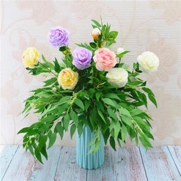 Decorative Flowers Lifelike Willow Leaves Artificial Plants For Home Decoration 5 Fork Simulation Green