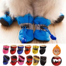 4pcs Pet Dog Shoes AntiSlip Waterproof For Dogs Rain Snow Boots Footwear Thick Warm Cat Socks Small Slippers 240411