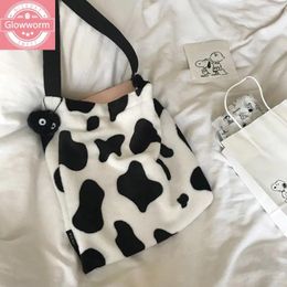 Bag Cute Cow Pattern Women Handbags Designer Shoulder Luxury Plush Messenger Large Capacity Totes Lady Buckets Big Purse
