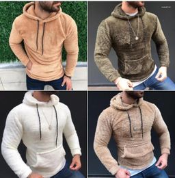 Men's Hoodies Mens Loose Double Sided Velvet Decal Drawstring Hooded Long Sleeve Sweater Coat