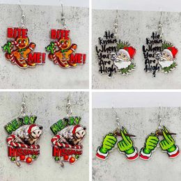 Dangle Earrings Christmas Santa Claus Gingerbread Man Tree Lazy Acrylic Decoration Gift