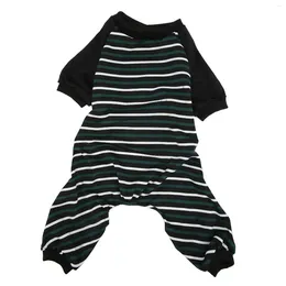 Dog Apparel Onesie Pyjamas Lightweight Easy To Clean Green And White Stripes Fashionable Prevent Shedding Striped For Cats