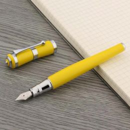 Pens High Quality METAL Fuliwen Fountain Pen SILVER Yellow Business Office School Supplies ink pens New