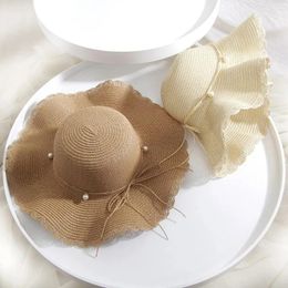 Wide Brim Hats Sunshade Summer Natural Straw Hat Foldable Handmade Outdoor Travel Elegant Holiday Grass Weaving Lightweight And Breathable