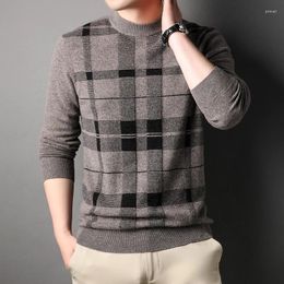 Men's Sweaters Wool Half Turtleneck Mens Sweater Luxury Long Sleeve Spring Autumn Plaid Computer Knitted Pullover Men 4XL