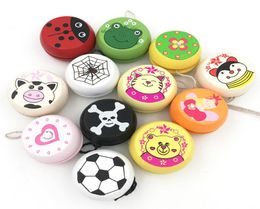 Mix Whole 6 Pcs Cute Animal Prints Wooden Ladybug Toys Kids YoYo Creative Children Yoyo Ball3529471