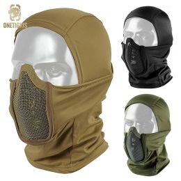 Hats ONETIGRIS Balaclava Mesh Mask Tactical Full Face Mask Wargame CP Military Hat Hunting Bicycle Army Multicam Bandana Neck Gaiter