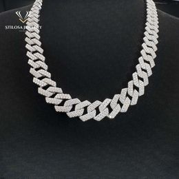 Custom Size 12mm Moissanite Necklace with 925 Silver Necklace16-24 Inch Iced Out Miami Cuban Chain Hip Hop Jewelry