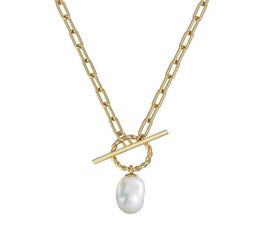 T bar Gold Filled Choker Necklace Good Quality Womans 2021 Sell 14K Plated Stainls Steel Vintage Pearl Pendant Necklace25956428712543