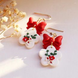 Dangle Earrings Clay Earring Santa Claus Bow For Women Girls 2024 Handmade Drop Christmas Gift Present