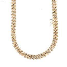 New Design Bust Down Baguette Cut Moissanite Diamond Hiphop Jewellery Gold Finish Iced Out Miami Cuban Chain Necklace for Men