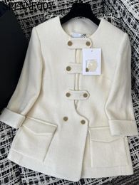 Women's Jackets SPENNEOOY Fashion Runway Autumn White Colour Long Style Coat O-Neck Double Breasted Sleeve Pocket Loose Jacket