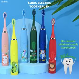 toothbrush New Cartoon Electric Toothbrush Rechargeable Waterproof Toothbrush Smart Timer Teeth Whitening Children Toothbrush 6 Brush Head