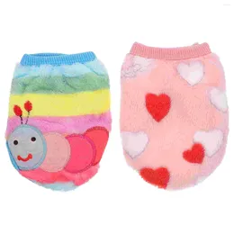 Dog Apparel 2 Pcs One-piece Pants Clothes Kitten Sweater Ferret Coral Fleece Pet