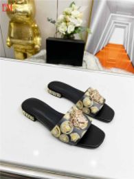 Designer Luxury Palazzo Medu Head Metallic Pool Slides Sandals Gold Black Slip On Sandal Flat Slide Slipper With Box