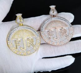 New Iced Out Money Dollar Umbrella Forever Rich Letter Necklace Two Tone Colour Bling 5A Cubic Zircon CZ Pendant HipHop Jewelry9777338