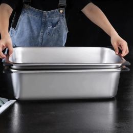 American 304 Stainless Steel Plates Rectangular Basin Buffet Plates Baking Dishes Pans Storage Tray Without Cover