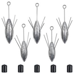 5PCS Sputnik Sinker Surf Fishing Tool Long Tail Saltwater Surf Casting Sinkers Catfish Beach Spider Weights Bass FishingTackle 240418