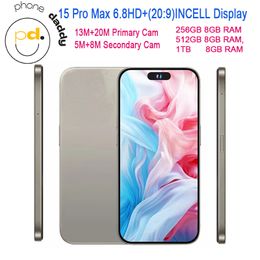 i15 pro max Cellphone 6.8 inch 5G LTE smartphones 16GB RAM 1TB Camera 48MP 108MP Face ID GPS Octa Core android mobile phones Sealed Box