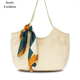 Bag SCOFY FASHION Shoulder Bags For Women With Ribbons Summer Luxury Leisure Tote Ladies Korean Style Casual Handbag