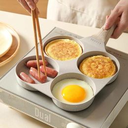 Pans Non-stick Fried Egg Burger Machine Pan Household Aluminum Alloy Four-hole Small Pancake Deepening And Thickeni