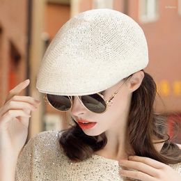 Visors X046 Hat Female Summer Visor Hats Leisure Style Beret Fashion Sequined Casual All-match Caps