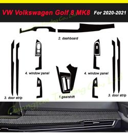 For Golf 8 MK8 2020-2021 Interior Central Control Panel Door Handle 3D/5D Carbon Fibre Stickers Decals Car styling Accessorie8636256