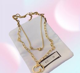 Luxury Fashion Gold Plated Silver Necklaces Selected Quality Pendant Necklace Couple Style Long Chain Delicate Young Girl Accessor6798340
