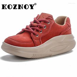 Casual Shoes Koznoy 4cm Cow Suede Natural Genuine Leather Pumps Pils Mules Chunky Sneaker Women Boots Heels Platform Autumn Vulcanize