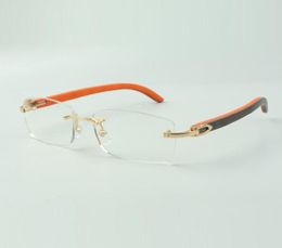 Plain glasses frame 3524012 with orange wooden legs and 56mm lenses for unisex6993777