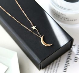 Pendant Necklaces Fashion Gold Silver Color Moon Star Clavicle Chain Engagement Jewelry Women Classic Stainless Steel Necklace Gif7996682