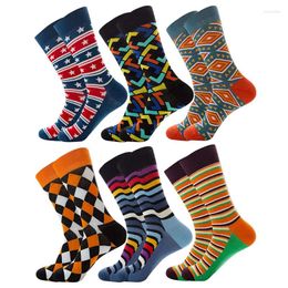 Men's Socks Funny Hip Hop Harajuku Cotton Unisex Wave Stripe Geometric Happy Casual Breathable For Men