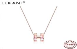 LEKANI Genuine 925 Sterling Silver Necklaces For Women 2 Colours Circle H Le292T3537779