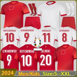 2024 EuroCup Polands Lewandowski Soccer Jerseys Polonia 24 KRYCHOWIAK GROSICKI Zielinski Milik Zalewski Szymanski 24/25 Polish Football Shirt Men Kids Kit