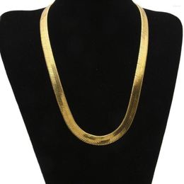 Pendant Necklaces 10mm Flat Herringbone Chain Necklace Men Jewellery 18k Yellow Gold Filled Solid Trendy Men's Choker Clavicle 6240s