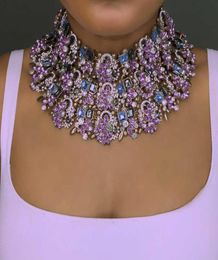 Dvacaman Women Layers Crystal Chain Pendant Necklace Big Statement Necklace Rhinestone Indian Bridal Jewellery Famale Bijoux AI32 X06625261