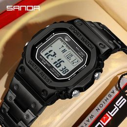 Wristwatches Sanda 2162 Men's Alarm Clock Multi Functional Sports Waterproof Watch Square Fashion Lifting Hand Light Electronic