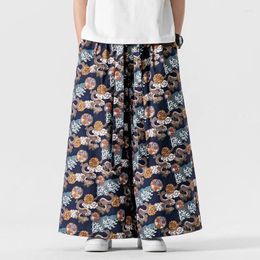 Men's Pants Spring Summer Men Plus Size Loose Casual Print Vintage Wide Leg Women Oversized Harem Trousers Beach Skirt Pant