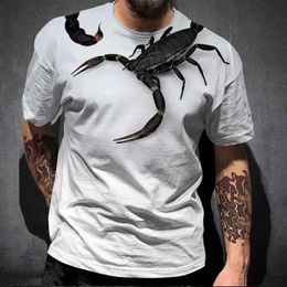 Men's T-Shirts Animal Scorpion 3D Printed Oversized T Shirt Y2K Clothes Mens Clothing Short Slve Hip-Hop T-shirt Men Strtwear Tops Gym T Y240420