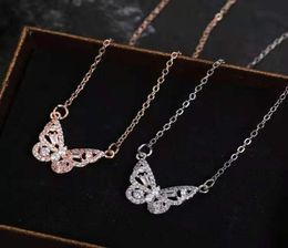Forest rose gold temperament smart Butterfly Necklace micro inlaid with white stone super flash Lovers Necklaces female ZC2979127672