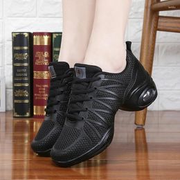 Dance Shoes Professional Women Square Heel Black Breathable Jazz Comfortable Modern Dancing Sneakers