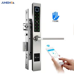 Control European Mortise Waterproof Bluetooth TTlock Fingerprint Lock Electronic Digital Smart Door Lock For Aluminum Glass Swing Door